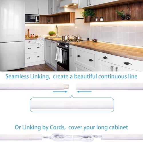 12 Inch LED Under Cabinet Lights with Motion Sensor - 6 Pack, Daylight 5000K, Linkable, Plug-In