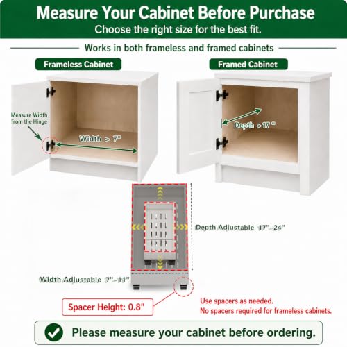 Fokyfok Expandable Pull Out Cabinet Organizer 2PC White 7-11"W x 17-24"D No Drill