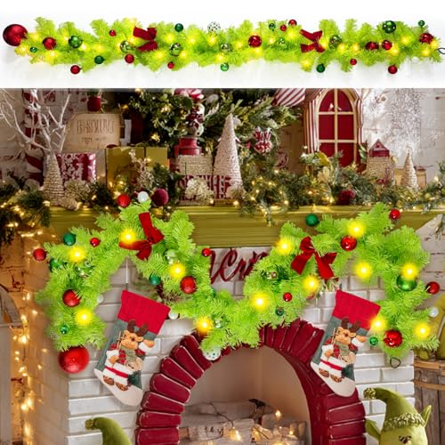 Jutom 6ft Norfolk Pine Christmas Garland, Whimsical Holiday Decor