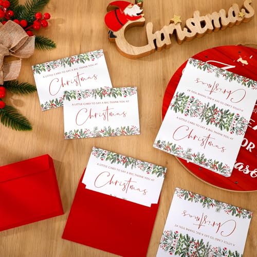 25-Pack Christmas Thank You Cards with Envelopes - 7.9x6in Stationery Set