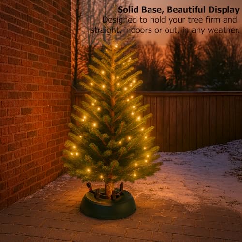 Large Automatic Christmas Tree Stand with Water Reservoir & Foot Pedal - Green Plastic Base