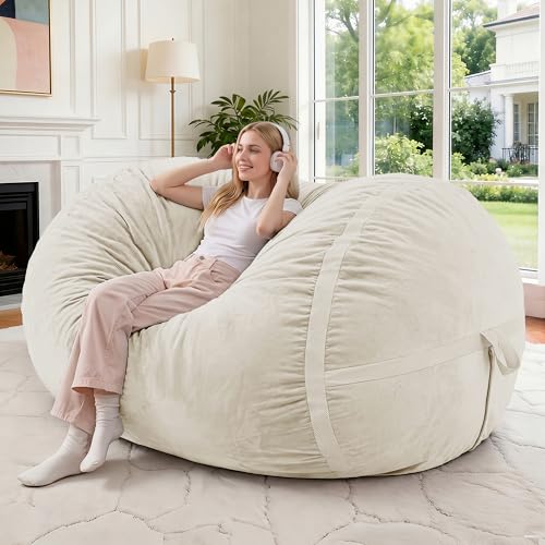 Large Bean Bag Chair for Adults - Soft Removable Cover & Supportive Filler