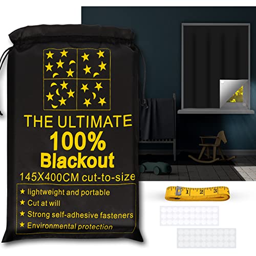 RUseeN 157.5" x 57.1" Blackout Curtains - Portable Window Shades for Bedroom & Travel