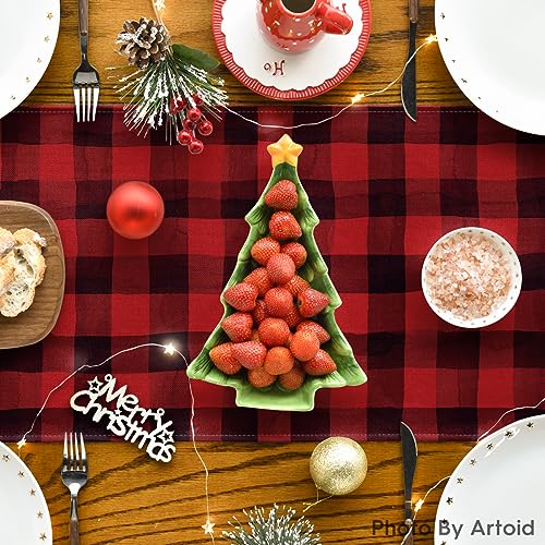 Artoid Mode Christmas Tree Truck Table Runner 13x72 Inch Red & Black Home Decor