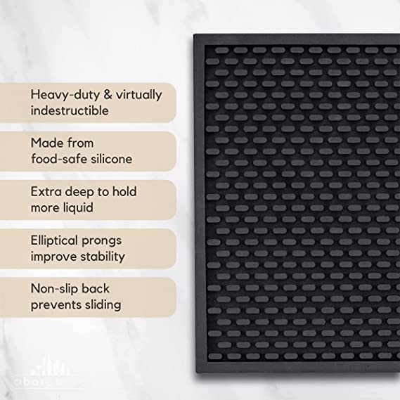 A Bar Above Heavy Duty Silicone Bar Mat Pack of 3 - Black, 12x18 Inches
