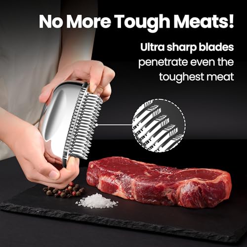 Gourmet Easy Meat Tenderizer Tool with 60 Stainless Steel Needles - Easy Use