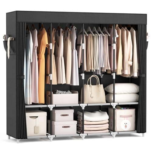 Portable Closet Wardrobe with Cover - 67 Inch Wide Large Capacity Storage for Bedroom
