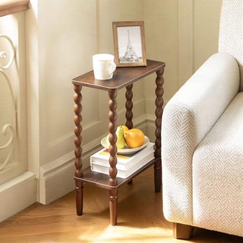 Fultyle Small Narrow End Table with Storage - Rustic Brown Nightstand