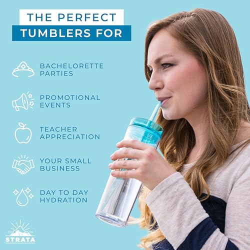 24 Pack Reusable 16oz Clear Acrylic Tumblers with Lids & Straws - Colorful Double Wall Drink Cups