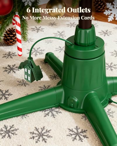COOLWUFAN 9ft Rotating Christmas Tree Stand with Remote & Music Hub