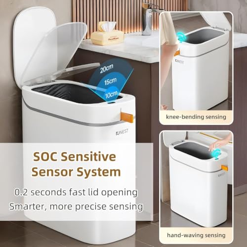 MUEE 3.5 Gal Automatic Sensor Trash Can with Bagging System - White