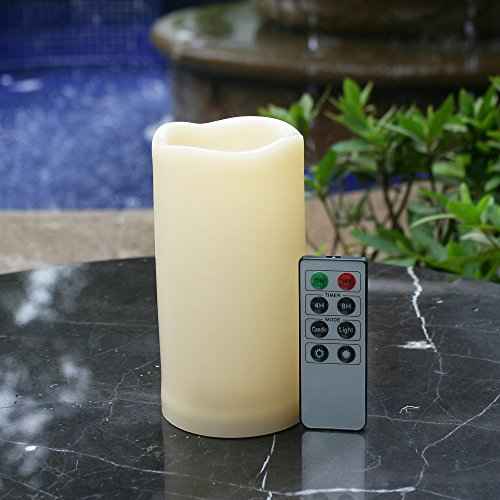Outdoor Waterproof Flameless LED Pillar Candle with Remote Timer Battery Operated Plastic Flickering Decorative Fake Candle Light for Festival Celebration Wedding Party Decoration Gift Choice 3¡±x 6¡±