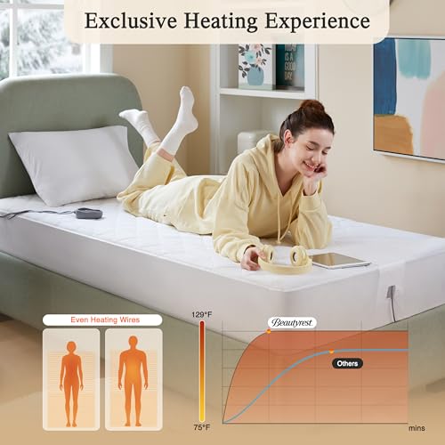 Twin XL Heated Mattress Pad with Secure Comfort Technology & 5 Heat Settings