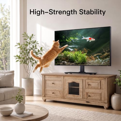 Universal Swivel TV Stand for 32-75 Inch TVs - Fits 99 lbs - with Legs - Adjustable Height & 70° Swivel - Black