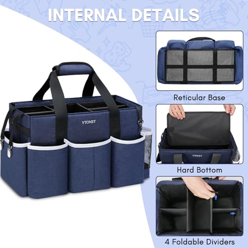 Ytonet Large Wearable Cleaning Caddy Bag Blue – Spacious Organizer with Foldable Dividers