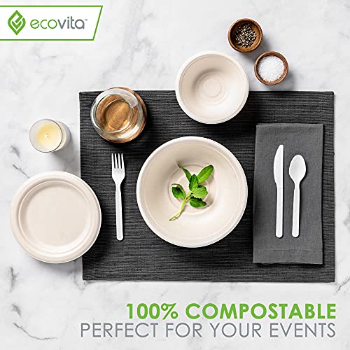 EcoVita 32 oz Compostable Paper Bowls - 150 Eco-Friendly Sturdy Tree-Free Disposable Bowls, Variation 1