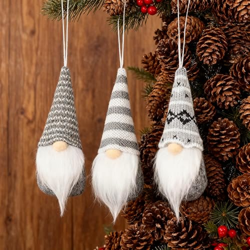 3PCs Christmas Gnome Ornaments for Tree, Decorative Plush Swedish