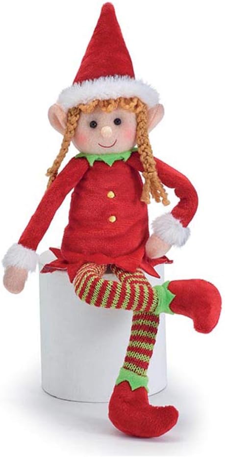 Skiennix Plush Christmas Girl Elf - Adorable Holiday Decor for Kids | Festive Red Outfit