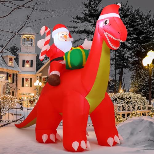 8.5ft Santa Riding Dinosaur Christmas Inflatable Outdoor Decor