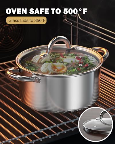 Cook N Home 12-Piece Stainless Steel Cookware Set with Silver Handles, Versatile Kitchen Pots and Pans