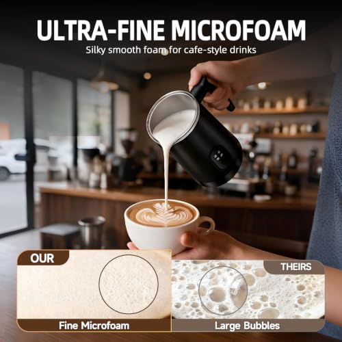 Milk Frother and Steamer 4-in-1 Electric Foam Maker - Black