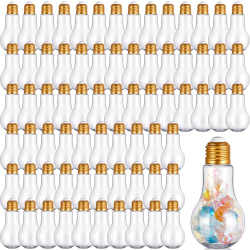 Tessco for you 72 Pcs 200 ml Plastic Light Bulb Jars Gold – Candy Jar Party Favors