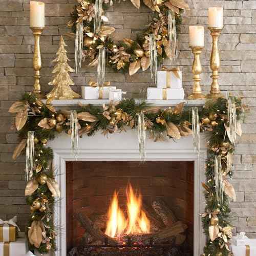 Tinsel Icicles 4000 Strands Metallic Gold Tinsel Christmas Tree Streamer Party Decoration 18 Inch Tinsel for Christmas Tree Icicles Indoor Outdoor Xmas New Year Disco Birthday Party Supplies