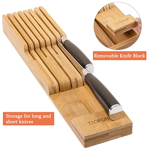 Expandable Bamboo Silverware Drawer Organizer Tray - Natural, Large