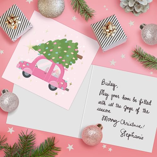 Honeyplum Pink Christmas Cards with Envelopes, Holiday Greeting Set, 24 Pack
