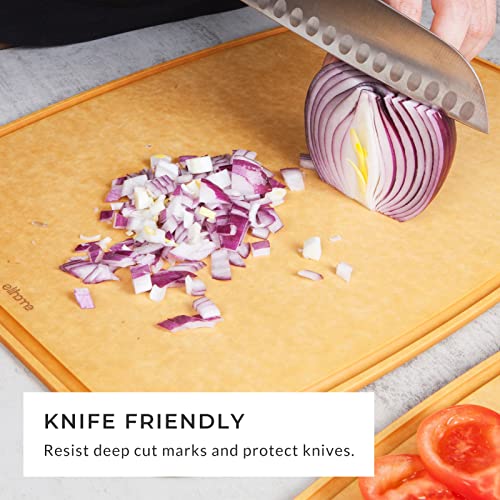 14-Inch Natural Wood Fiber Composite Cutting Board with Juice Grooves & Non-Slip Feet - Reversible, Dishwasher Safe