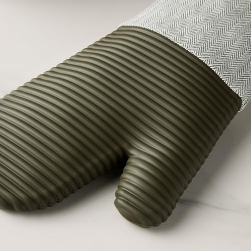 Silicone Oven Mitts 2-Pack - Heat Resistant Up to 500°F, Waterproof & Non-Slip, Green