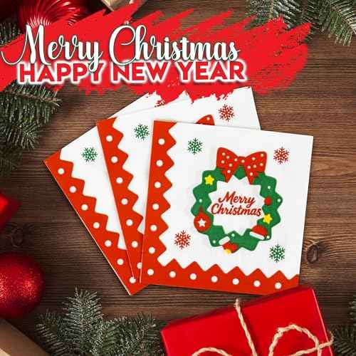 100 Count Christmas Cocktail Beverage Napkins, Disposable Paper Decoupage Xmas Dessert Napkins, Holiday Table Decor Party Supplies, 5¡± x 5¡±