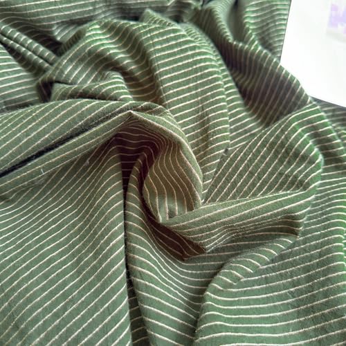 PinkMemory Green Striped Duvet Cover Set Queen Full 3pcs Olive Green Cotton