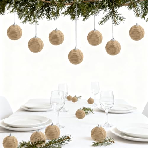 12-Pack Boho Christmas Ball Ornaments 2.36in – Foam Hanging Xmas Decor