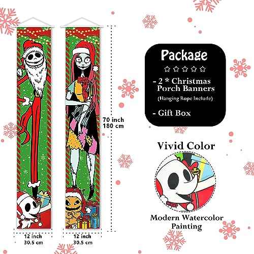 Christmas Decorations, Jack Sally Banners Xmas Porch Signs Christmas Decor Nightmare Merry Christmas Banner Before Welcome Wall Home Indoor Outdoor Party
