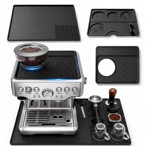 Aolaike 3-in-1 Silicone Coffee Mat Set for Breville Espresso 870/880 - Spill-Proof, Non-Slip, Heat-Resistant Barista Accessories