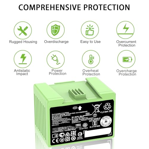Green Replacement Battery for iRobot Roomba i7 i7+ j7 j7+ i3 i4 i8 e5 e6 36Wh 2500mAh - Dentsing