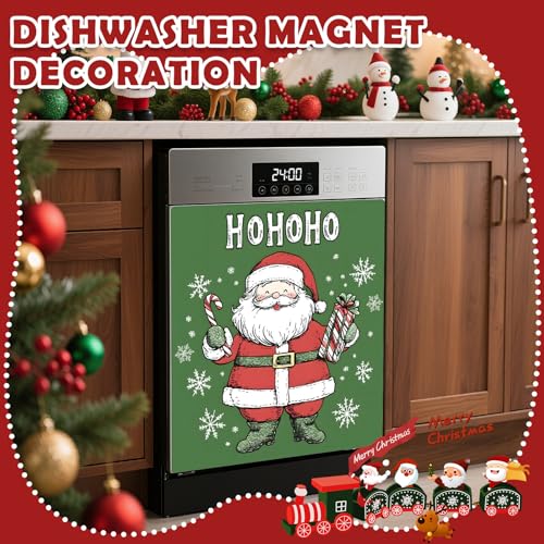 Christmas Santa Magnetic Dishwasher Cover - Reusable 23x26 Inch Kitchen Decor for Fridge, Microwave, Washing Machine - Pardick