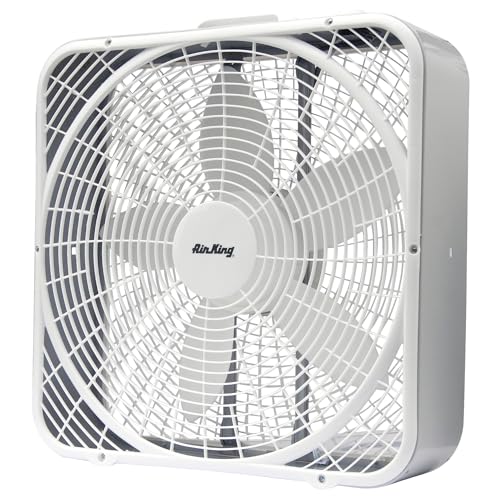 Air King 20-Inch 3-Speed Box Fan - White, Commercial Grade, Impact-Resistant Grills