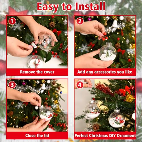 Rocinha 30 Pack Clear Christmas Ornaments 3.15 Inch Shatterproof DIY Holiday Decor