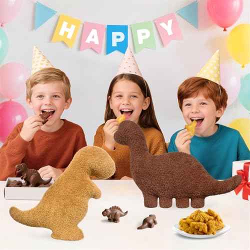Dino Nuggets Pillow Plush, Dinosaur Chicken Plush Nuggets Pillow for Funny Birthday Gifts, Cute Funny Stuffed Animal for Boy and Girl, Dinosaur Gifts for Kids Teens and Adults (Tyran Rex, Small)
