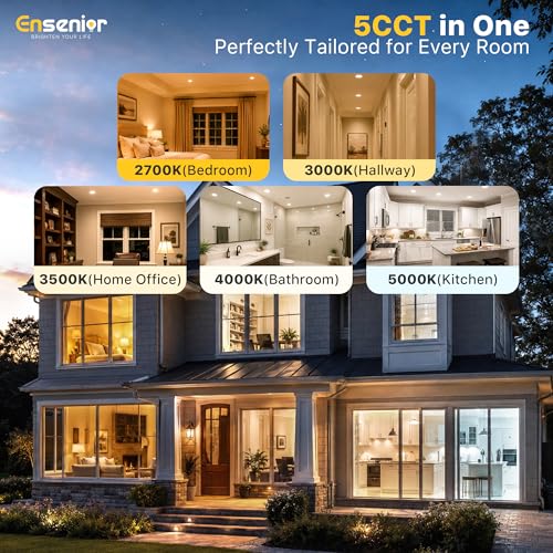 Ensenior 12 Pack 8 Inch LED Recessed Ceiling Light, 5CCT, 1600LM 18W