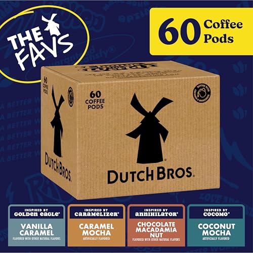 Dutch Bros Flavored Coffee Pods Variety Pack - 60 Count, Medium Roast, 4 Flavors