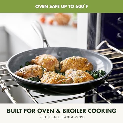 Ceramic Nonstick Frying Pan Set - 8" and 10" Skillets with Silver Handles, PFAS-Free, Oven & Dishwasher Safe