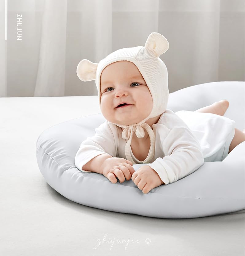 Skiennix Baby Lounger - Bionic Design Infant Floor Seat for Newborns 0-24 Months | Soft Organic Cotton (White)