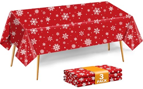 3Pack Christmas Plastic Party Tablecloth for Rectangle Tables,