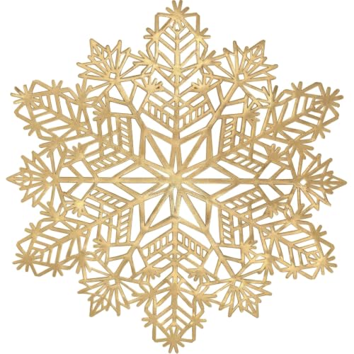 ADRIMER Snowflake Placemats Set of 12 - Gold Vinyl 15 Inch (Round)