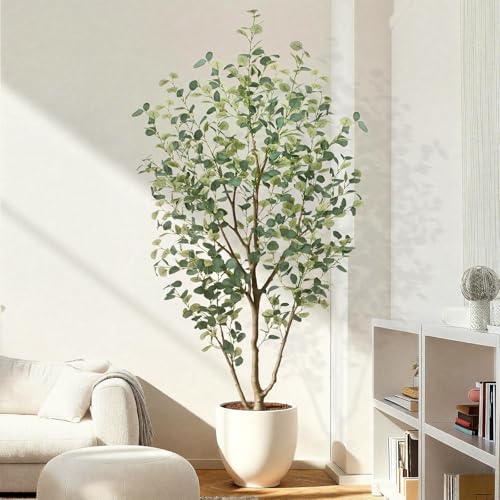 7FT Artificial Eucalyptus Tree Indoor Faux Tree with 901 Silk Leaves - Tall Home Decor