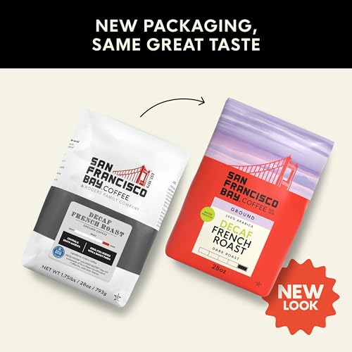 Decaf French Roast Ground Coffee 28 oz Bag - Dark Roast, Swiss Water Process, 100% Arabica, Kosher - San Francisco Bay