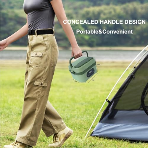 MDHAND Green Cordless Heated Lunch Box with 18000mAh Battery, Self-Heating & Timer